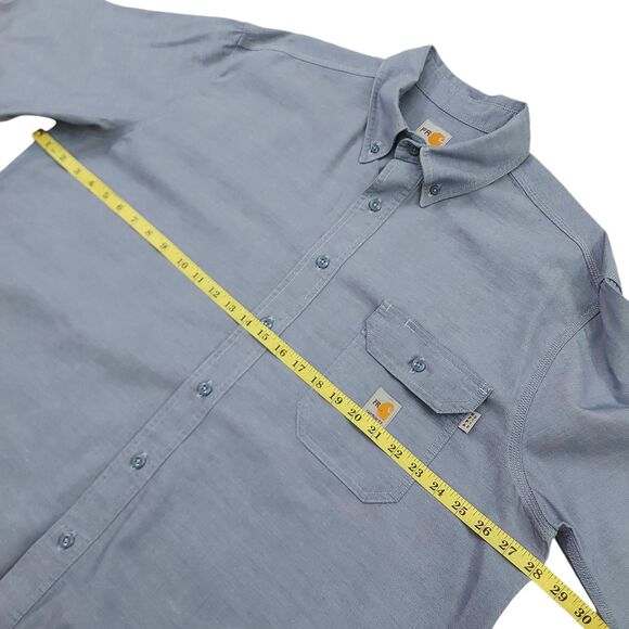 Carhartt Flame Resistant Shirt Mens 2XL Blue Button Up Long Sleeve Work Durable - Picture 9 of 11